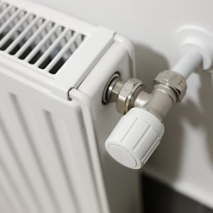Adjusting knob on a white radiator in a Washington, DC area home.